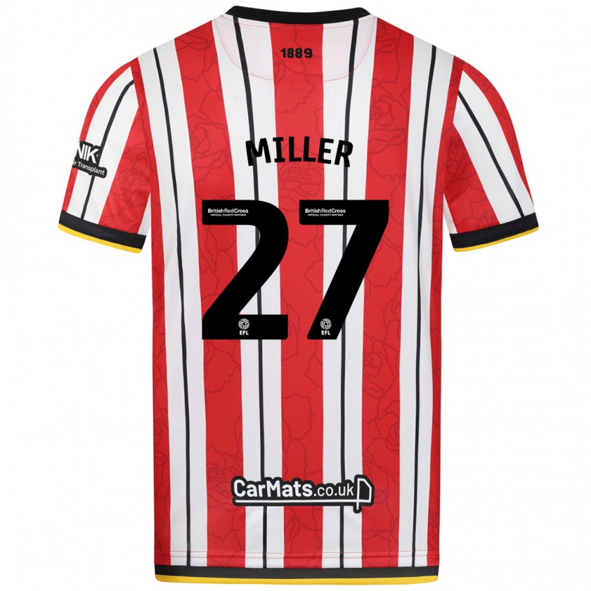 Kinder Lara Miller #27 Rot Weiße Streifen Heimtrikot Trikot 2024/25 T-Shirt