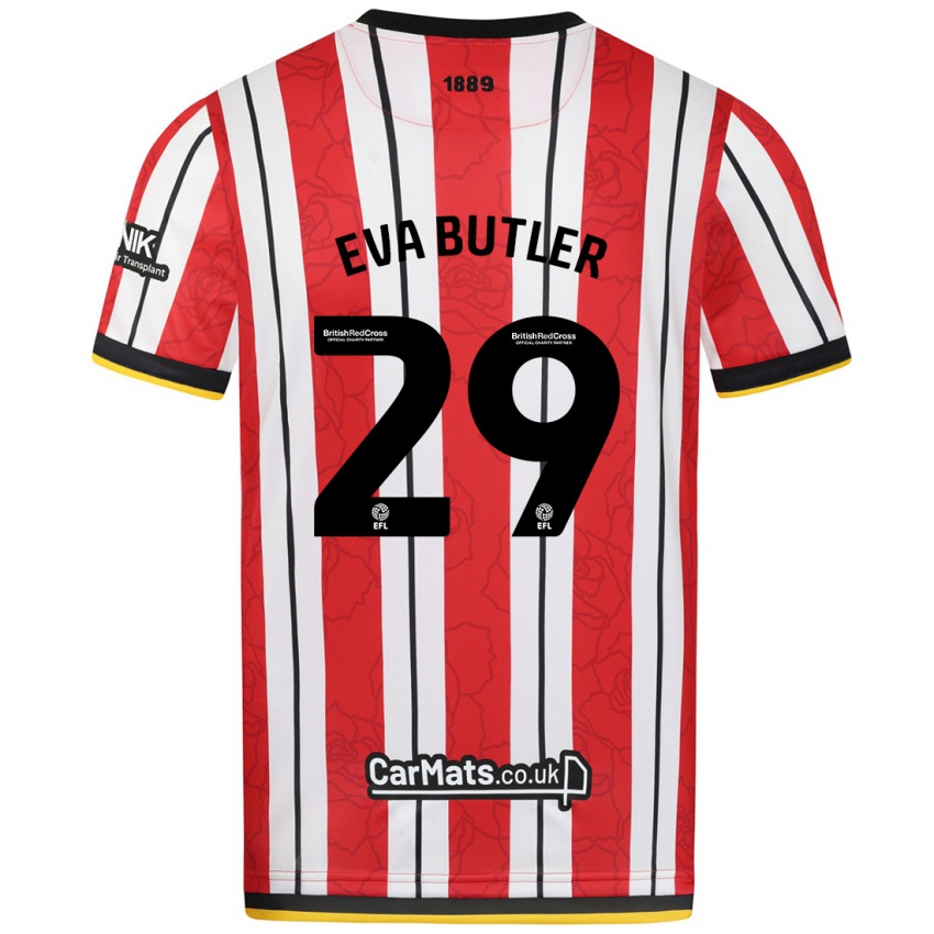 Kinder Eva Butler #29 Rot Weiße Streifen Heimtrikot Trikot 2024/25 T-Shirt