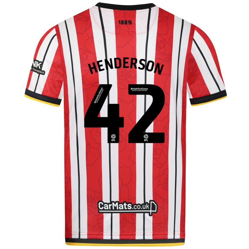 Kinder Peyton Henderson #42 Rot Weiße Streifen Heimtrikot Trikot 2024/25 T-Shirt