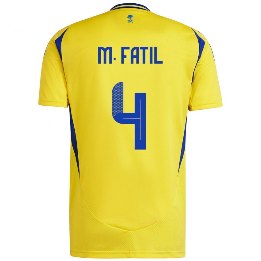 Kinder Mohammed Al-Fatil #4 Gelb Blau Heimtrikot Trikot 2024/25 T-Shirt