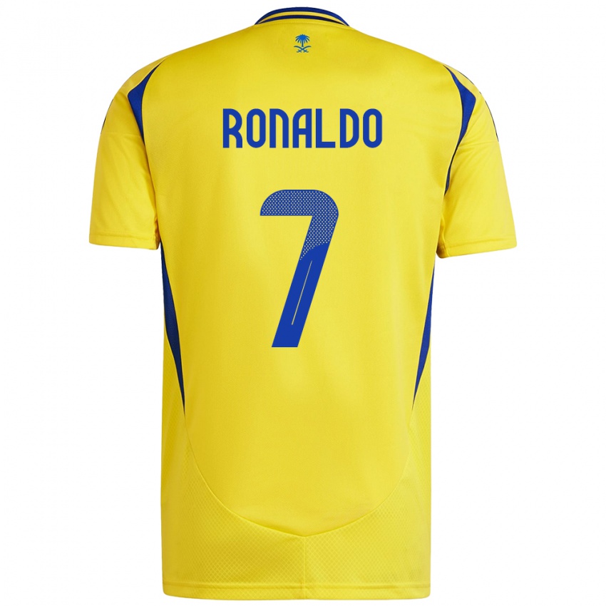 Kinder Cristiano Ronaldo #7 Gelb Blau Heimtrikot Trikot 2024/25 T-Shirt