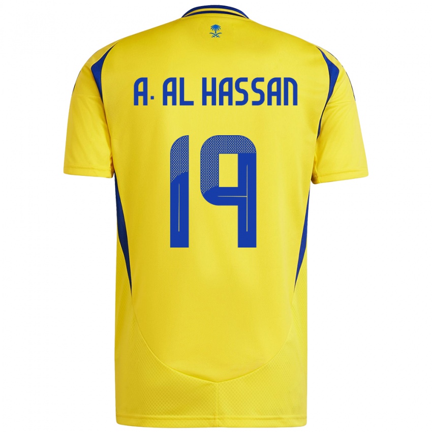 Kinder Ali Al-Hassan #19 Gelb Blau Heimtrikot Trikot 2024/25 T-Shirt