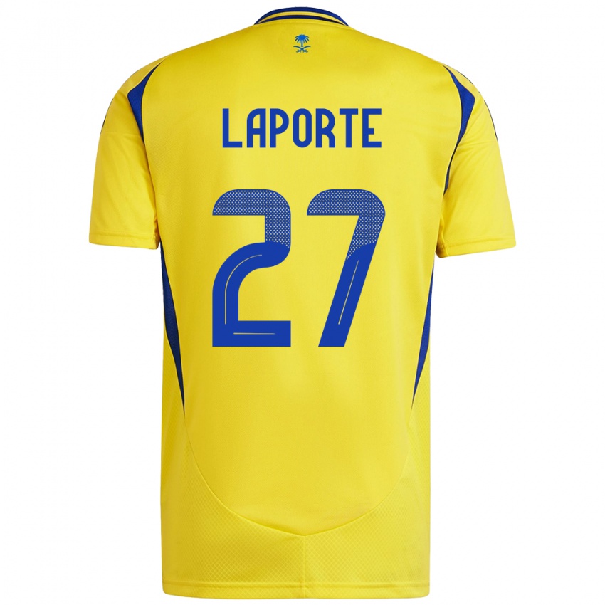 Kinder Aymeric Laporte #27 Gelb Blau Heimtrikot Trikot 2024/25 T-Shirt