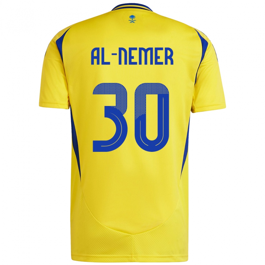 Kinder Meshari Al-Nemer #30 Gelb Blau Heimtrikot Trikot 2024/25 T-Shirt