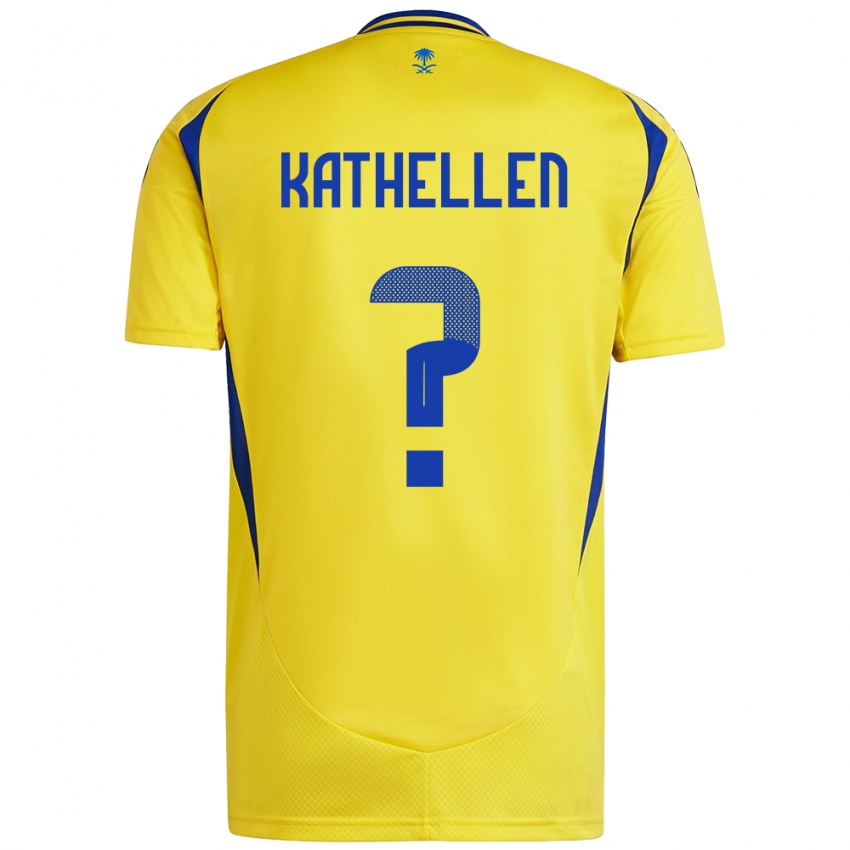 Kinder Kathellen #0 Gelb Blau Heimtrikot Trikot 2024/25 T-Shirt