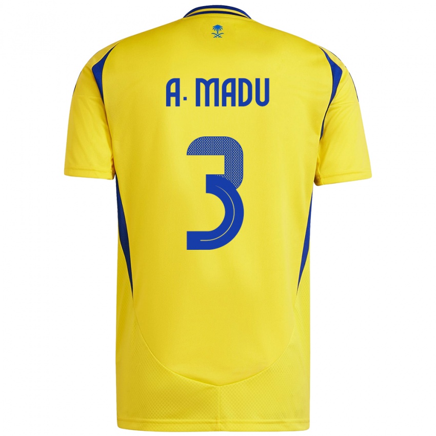 Kinder Abdullah Madu #3 Gelb Blau Heimtrikot Trikot 2024/25 T-Shirt