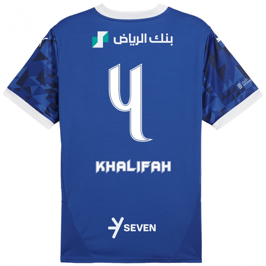 Kinder Khalifah Al-Dawsari #4 Dunkelblau Weiß Heimtrikot Trikot 2024/25 T-Shirt