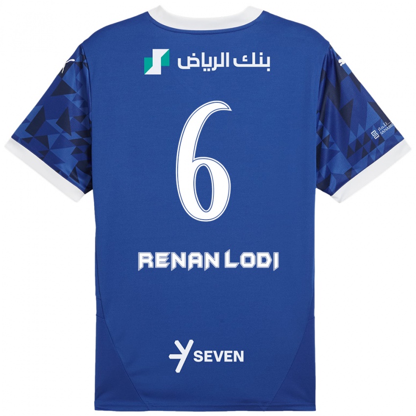 Kinder Renan Lodi #6 Dunkelblau Weiß Heimtrikot Trikot 2024/25 T-Shirt