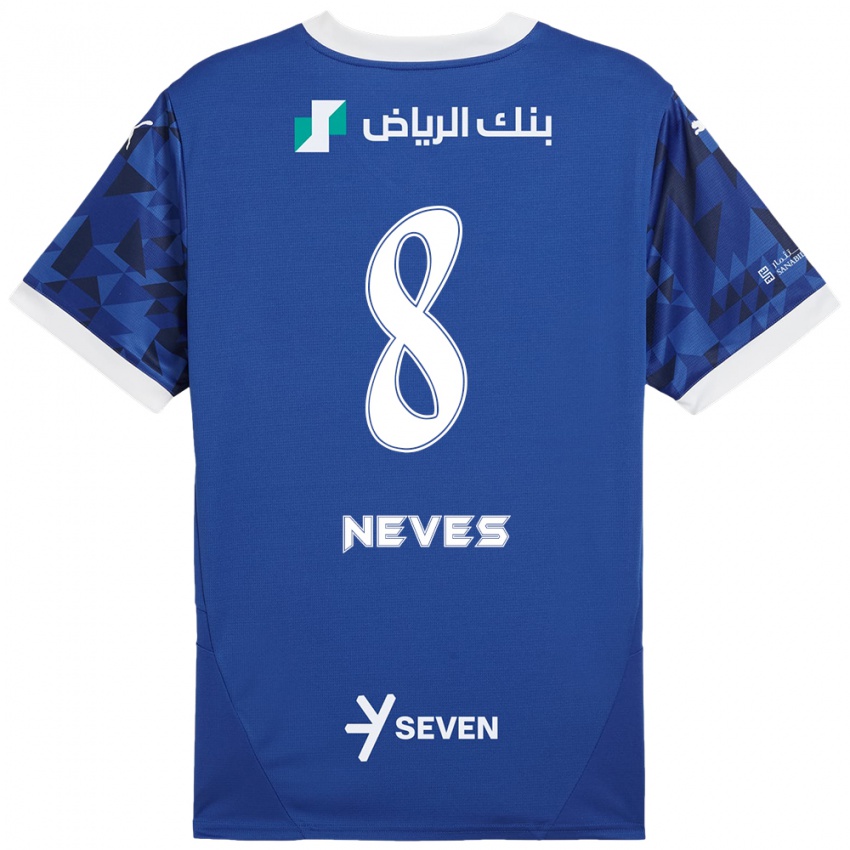 Kinder Rúben Neves #8 Dunkelblau Weiß Heimtrikot Trikot 2024/25 T-Shirt