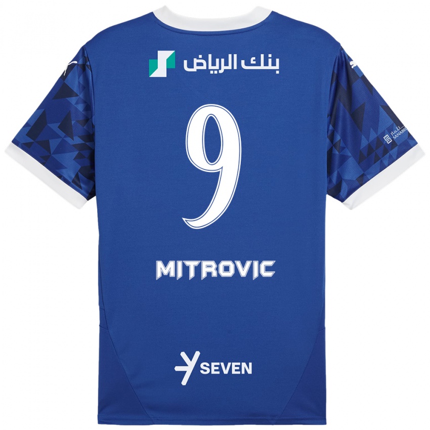 Kinder Aleksandar Mitrovic #9 Dunkelblau Weiß Heimtrikot Trikot 2024/25 T-Shirt