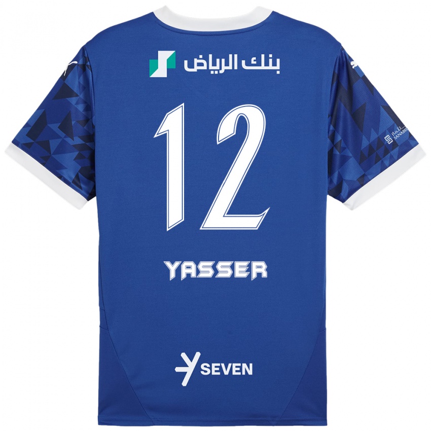 Kinder Yasser Al-Shahrani #12 Dunkelblau Weiß Heimtrikot Trikot 2024/25 T-Shirt