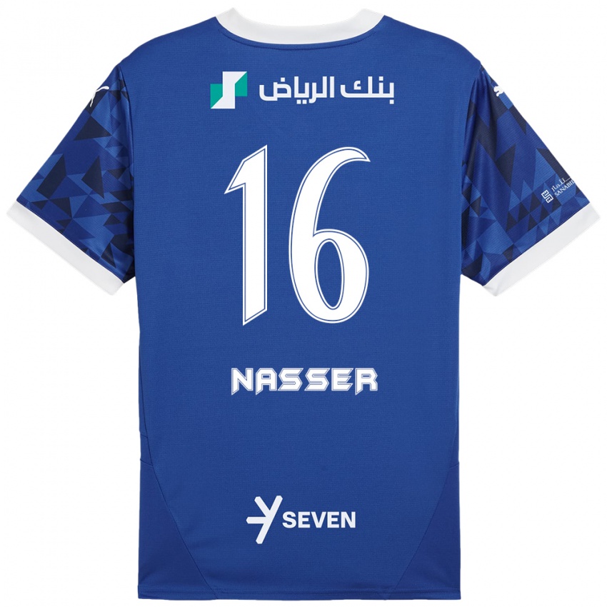 Kinder Nasser Al-Dawsari #16 Dunkelblau Weiß Heimtrikot Trikot 2024/25 T-Shirt