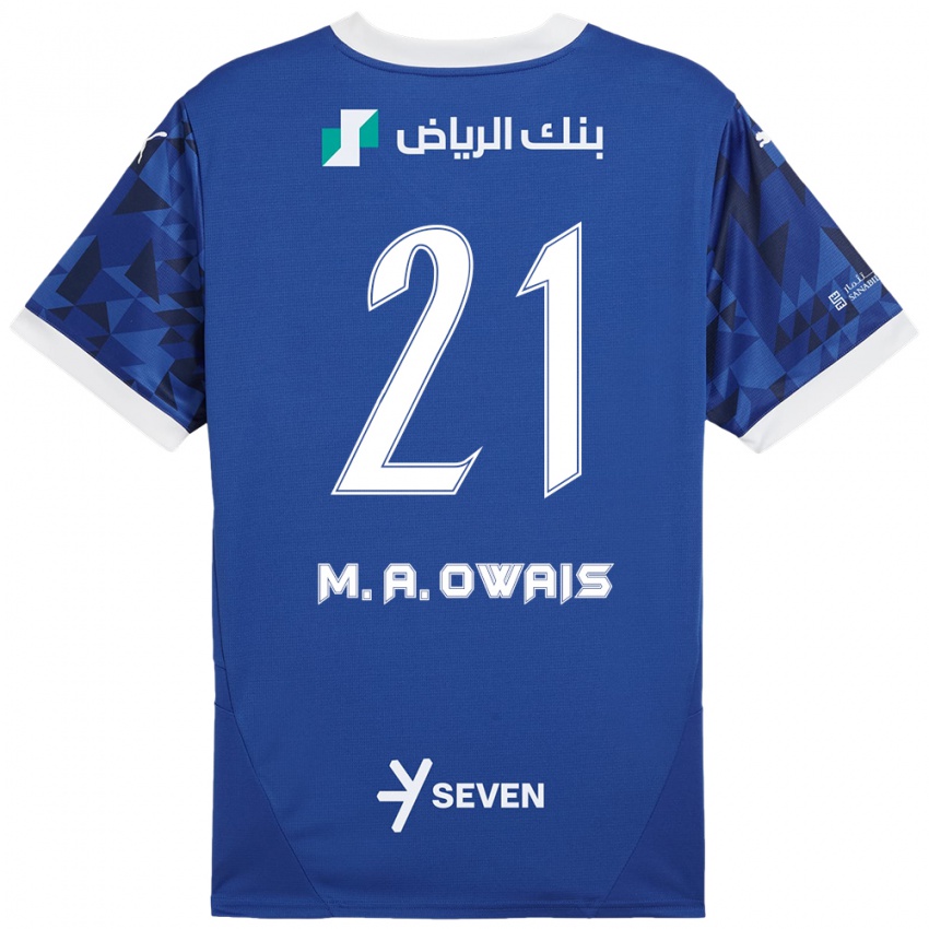 Kinder Mohammed Al-Owais #21 Dunkelblau Weiß Heimtrikot Trikot 2024/25 T-Shirt