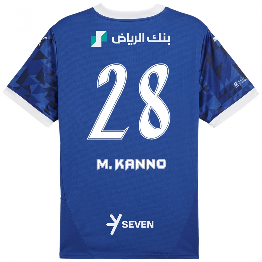 Kinder Mohamed Kanno #28 Dunkelblau Weiß Heimtrikot Trikot 2024/25 T-Shirt