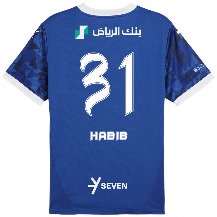 Kinder Habib Al-Wutaian #31 Dunkelblau Weiß Heimtrikot Trikot 2024/25 T-Shirt