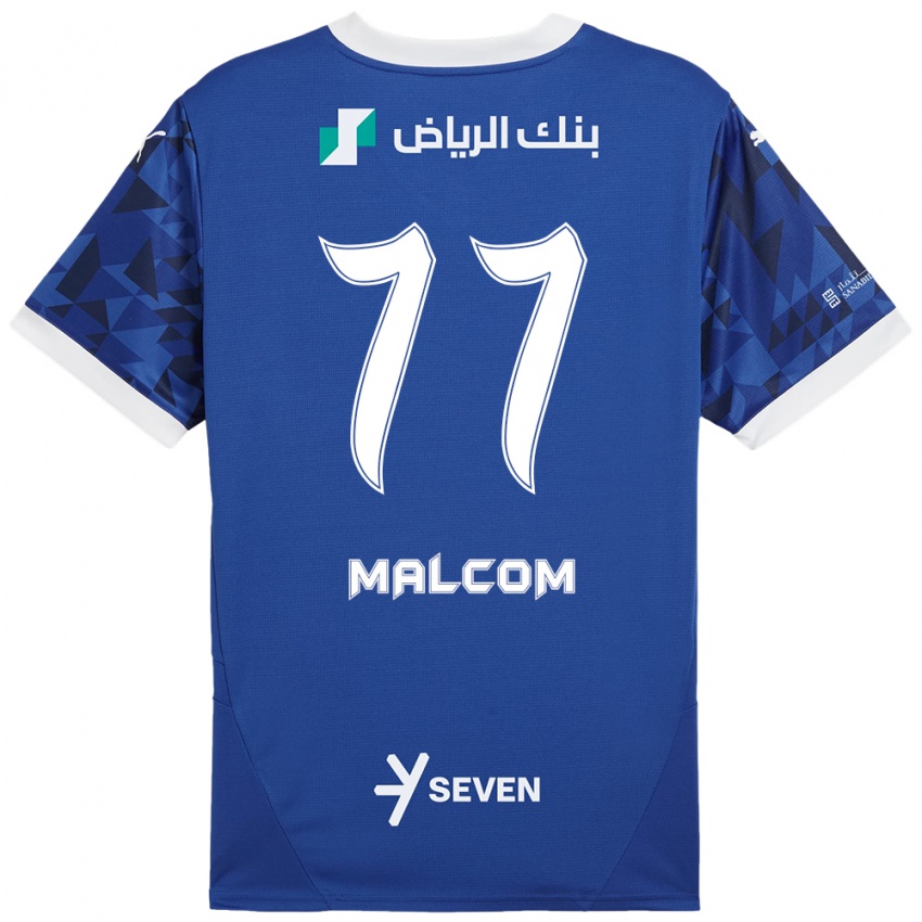 Kinder Malcom #77 Dunkelblau Weiß Heimtrikot Trikot 2024/25 T-Shirt