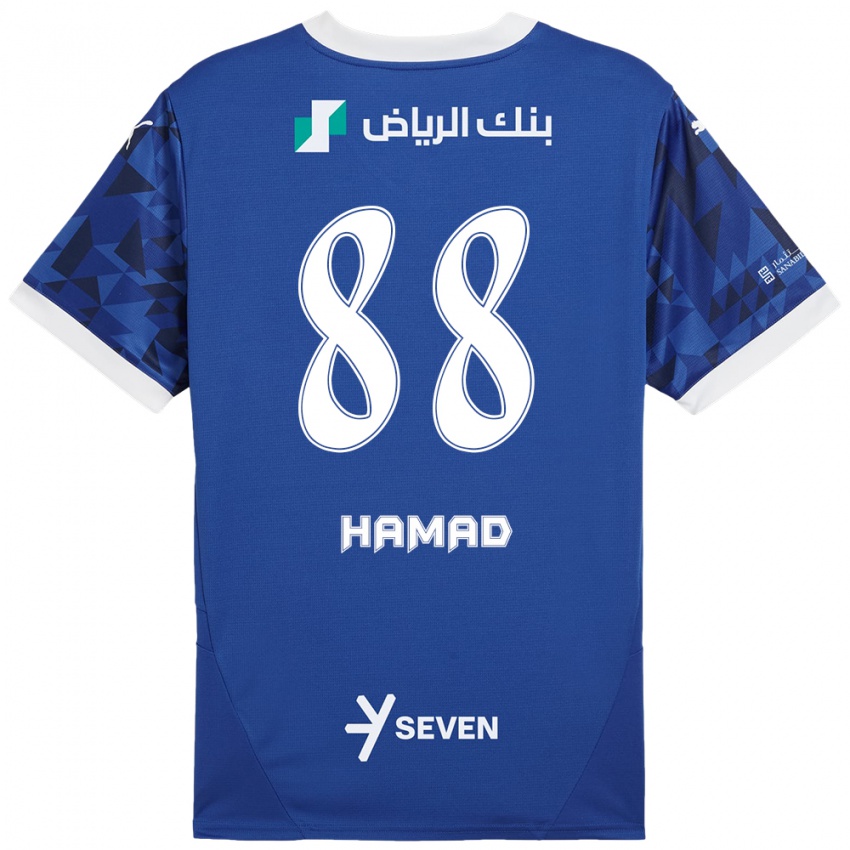 Kinder Hamad Al-Yami #88 Dunkelblau Weiß Heimtrikot Trikot 2024/25 T-Shirt