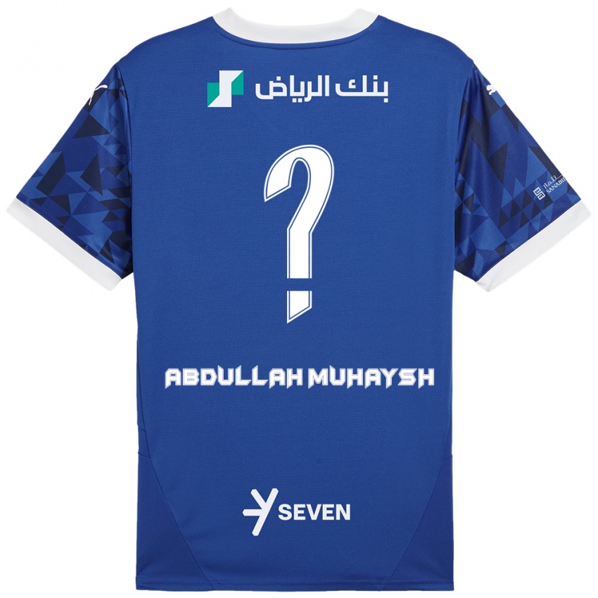 Kinder Mohammed Abdullah Muhaysh #0 Dunkelblau Weiß Heimtrikot Trikot 2024/25 T-Shirt