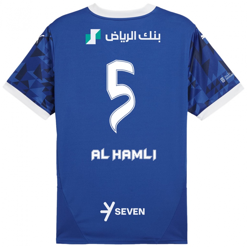 Kinder Noura Al-Hamli #5 Dunkelblau Weiß Heimtrikot Trikot 2024/25 T-Shirt