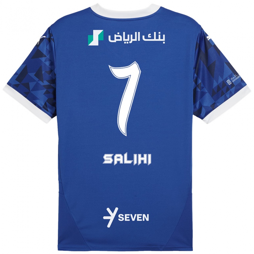 Kinder Shokhan Salihi #7 Dunkelblau Weiß Heimtrikot Trikot 2024/25 T-Shirt