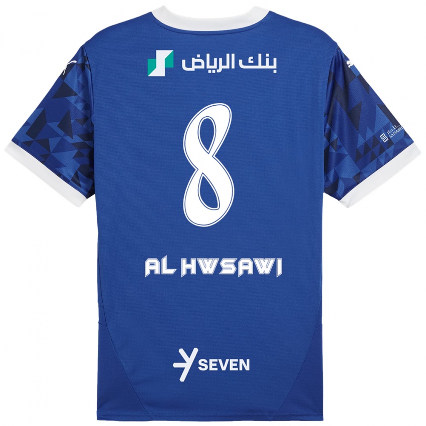 Kinder Al Bandari Al-Hwsawi #8 Dunkelblau Weiß Heimtrikot Trikot 2024/25 T-Shirt