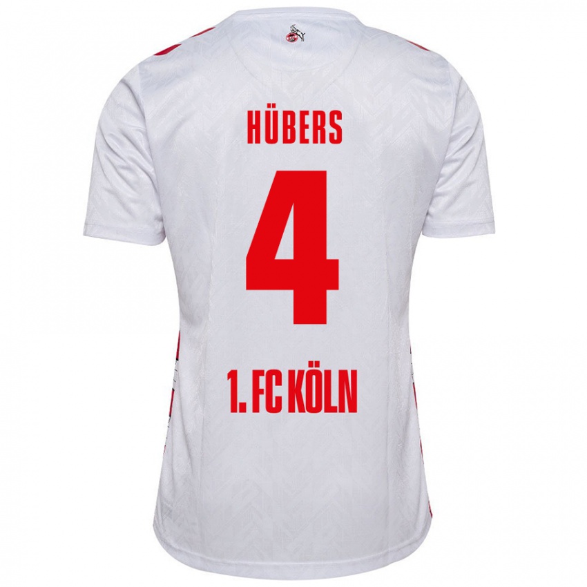 Kinder Timo Hübers #4 Weiß Rot Heimtrikot Trikot 2024/25 T-Shirt