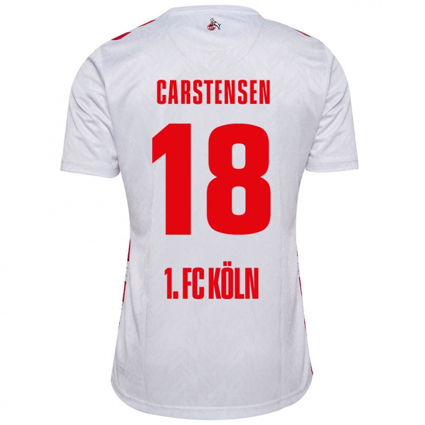 Kinder Rasmus Carstensen #18 Weiß Rot Heimtrikot Trikot 2024/25 T-Shirt