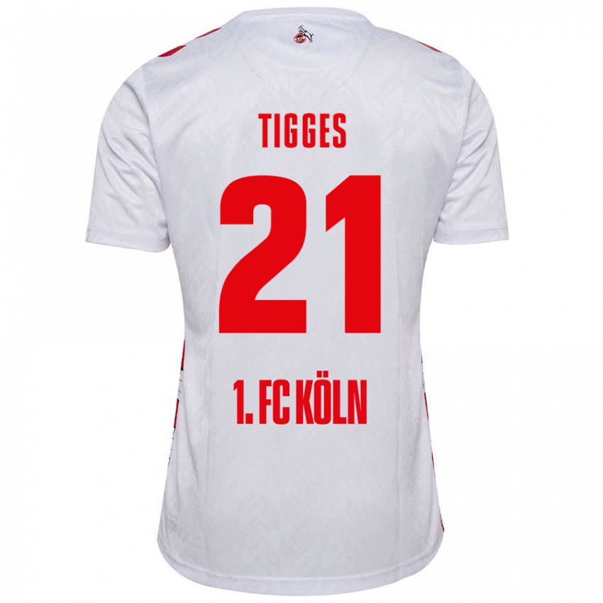 Kinder Steffen Tigges #21 Weiß Rot Heimtrikot Trikot 2024/25 T-Shirt