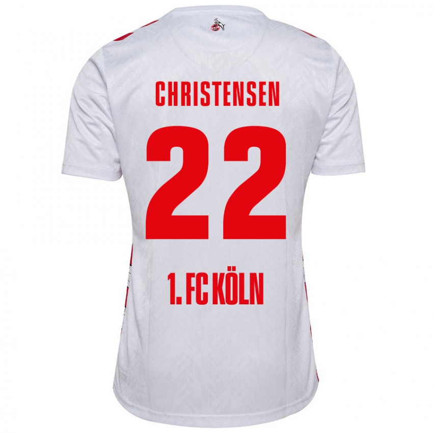 Kinder Jacob Christensen #22 Weiß Rot Heimtrikot Trikot 2024/25 T-Shirt