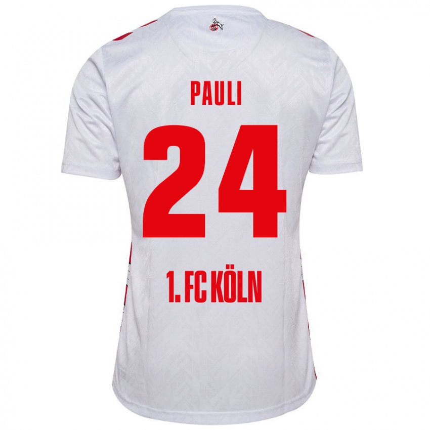 Kinder Julian Pauli #24 Weiß Rot Heimtrikot Trikot 2024/25 T-Shirt