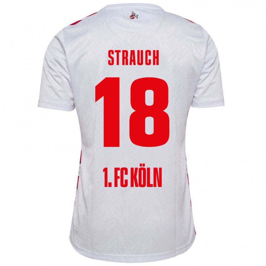 Kinder Georg Strauch #18 Weiß Rot Heimtrikot Trikot 2024/25 T-Shirt