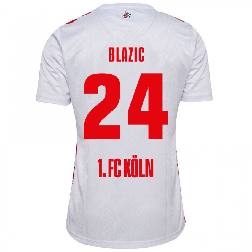 Kinder Alessandro Blazic #24 Weiß Rot Heimtrikot Trikot 2024/25 T-Shirt