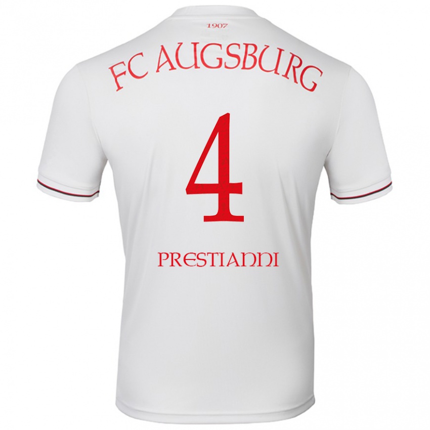 Kinder Luis Prestianni #4 Weiß Heimtrikot Trikot 2024/25 T-Shirt