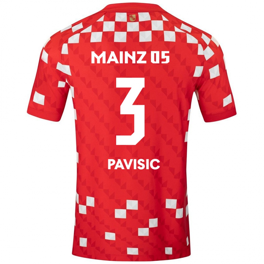 Kinder Stjepan Pavisic #3 Weiß Rot Heimtrikot Trikot 2024/25 T-Shirt