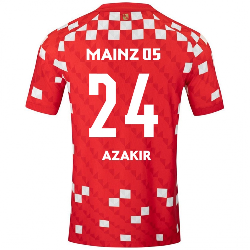 Kinder Dennis Azakir #24 Weiß Rot Heimtrikot Trikot 2024/25 T-Shirt