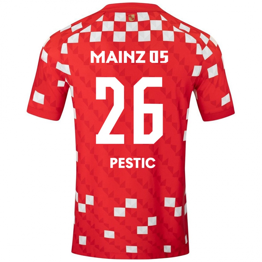 Kinder Dominik Pestic #26 Weiß Rot Heimtrikot Trikot 2024/25 T-Shirt