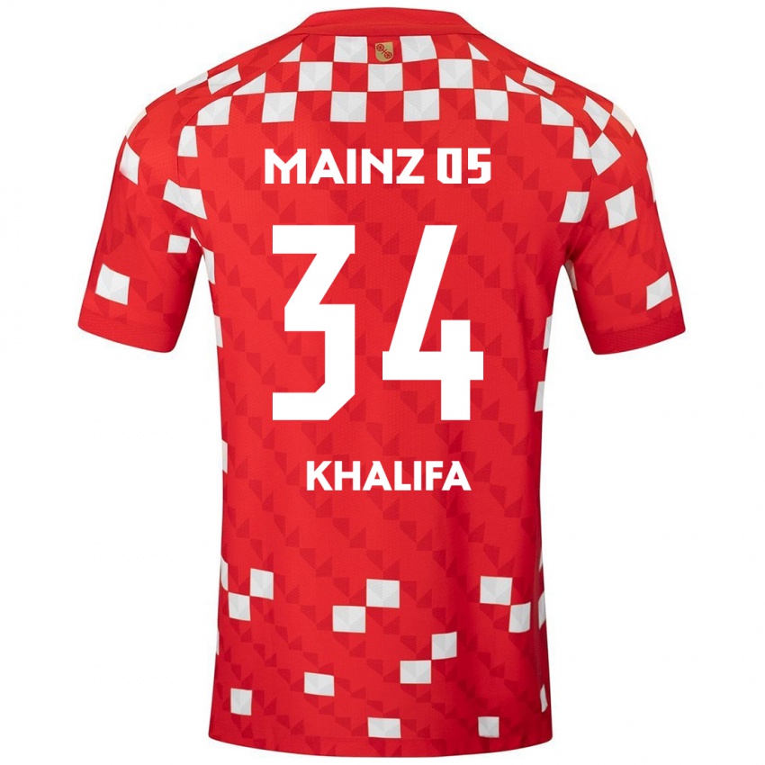 Kinder Sarah Khalifa #34 Weiß Rot Heimtrikot Trikot 2024/25 T-Shirt