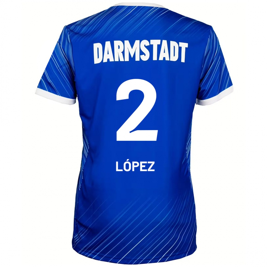 Kinder Sergio López #2 Blau Weiß Heimtrikot Trikot 2024/25 T-Shirt