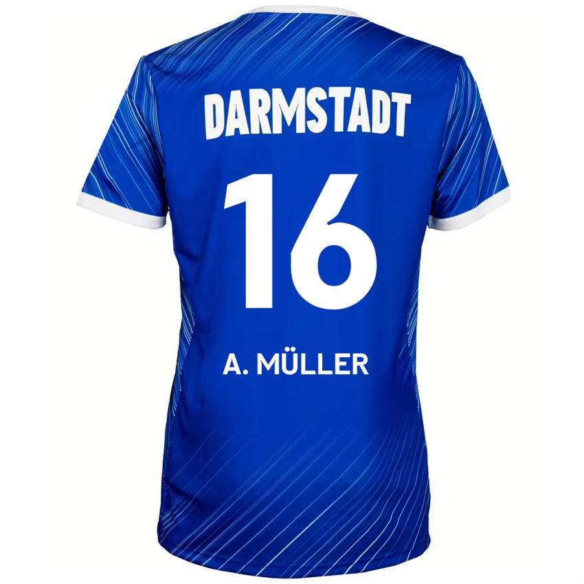 Kinder Andreas Müller #16 Blau Weiß Heimtrikot Trikot 2024/25 T-Shirt