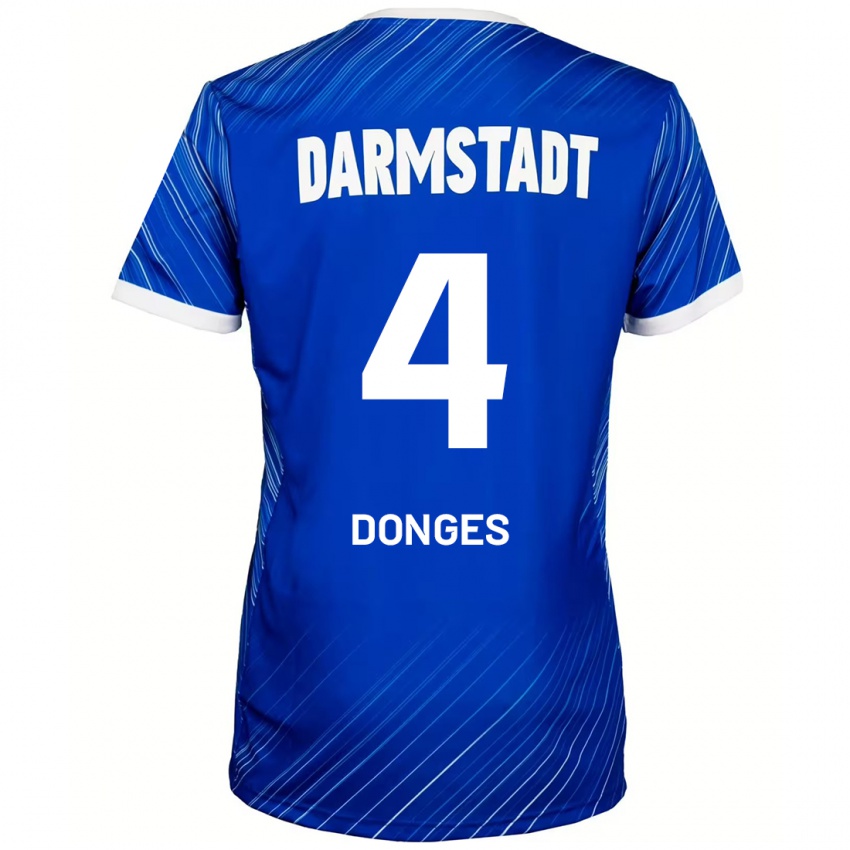 Kinder Julian Donges #4 Blau Weiß Heimtrikot Trikot 2024/25 T-Shirt