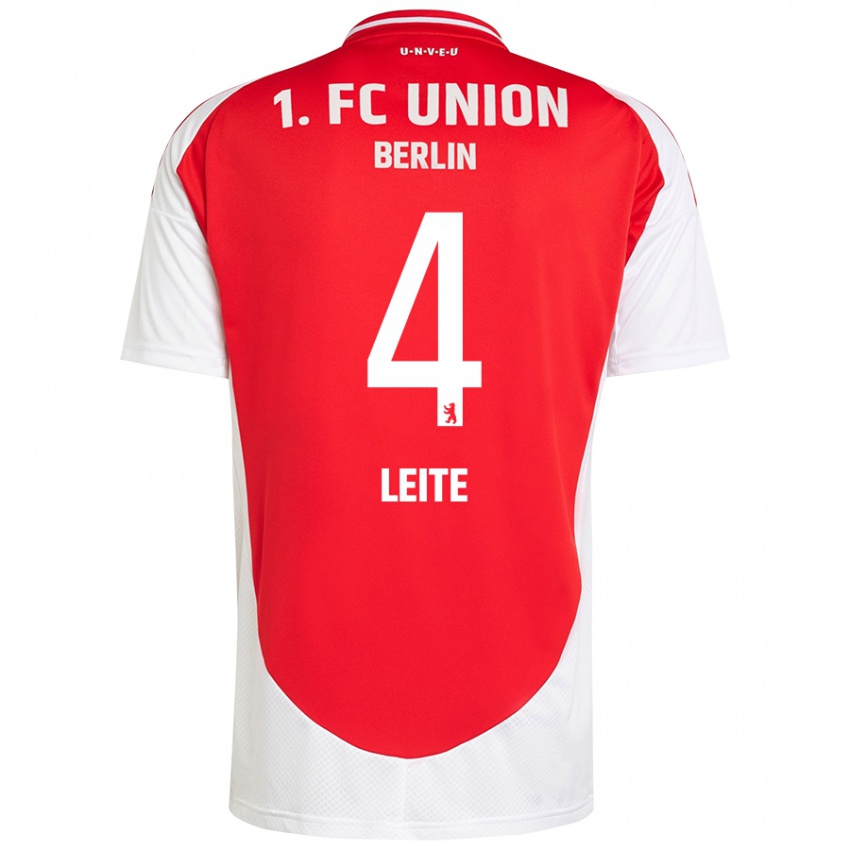 Kinder Diogo Leite #4 Rot Weiß Heimtrikot Trikot 2024/25 T-Shirt