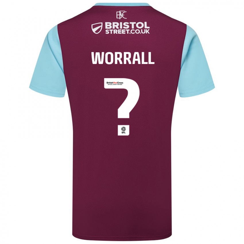 Kinder Joe Worrall #0 Burgunderrot Himmelblau Heimtrikot Trikot 2024/25 T-Shirt