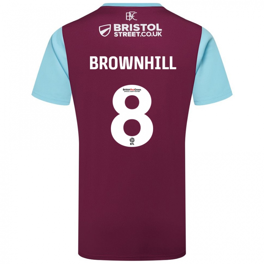 Kinder Josh Brownhill #8 Burgunderrot Himmelblau Heimtrikot Trikot 2024/25 T-Shirt