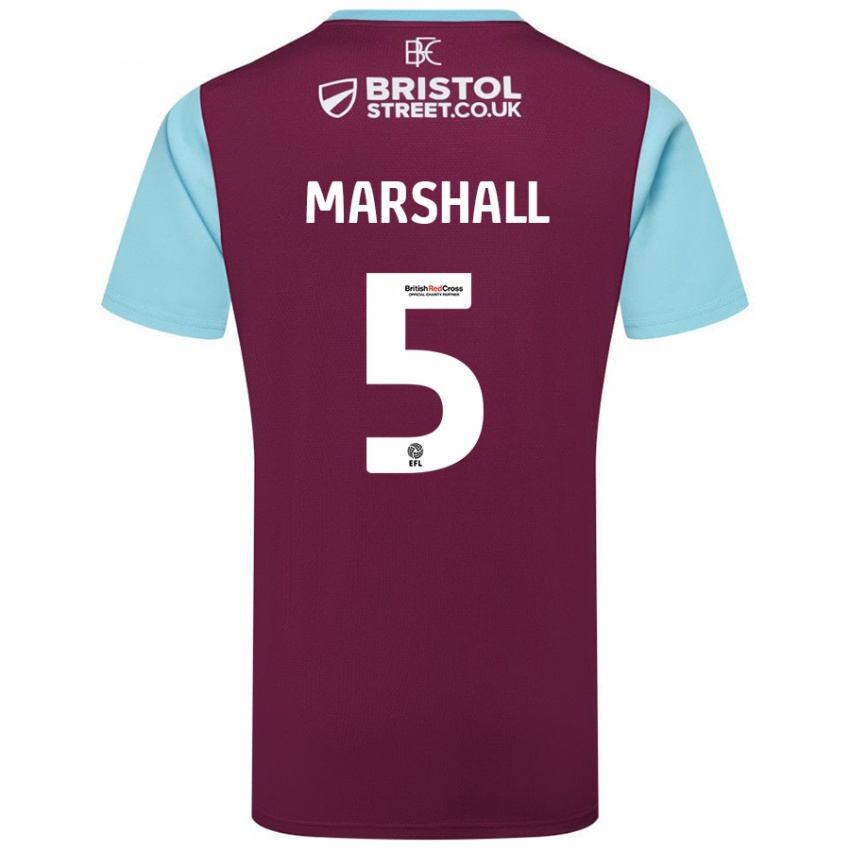 Kinder Georgia Marshall #5 Burgunderrot Himmelblau Heimtrikot Trikot 2024/25 T-Shirt