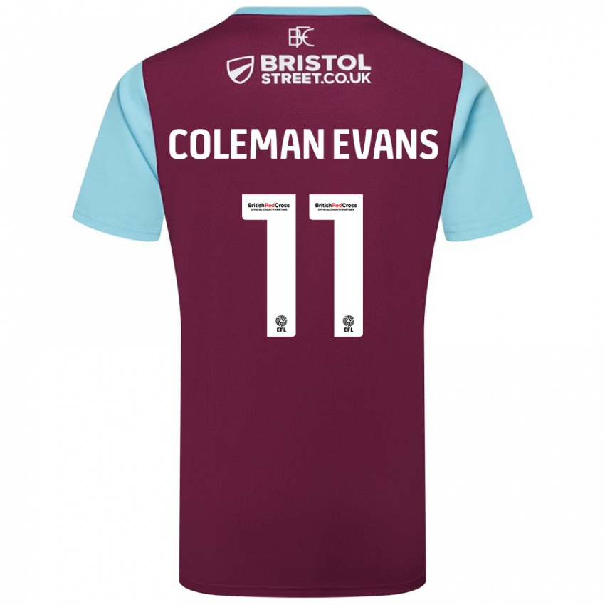 Kinder Amaya Coleman-Evans #11 Burgunderrot Himmelblau Heimtrikot Trikot 2024/25 T-Shirt