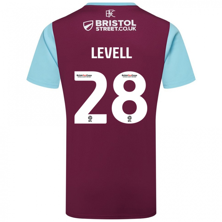 Kinder Kirstie Levell #28 Burgunderrot Himmelblau Heimtrikot Trikot 2024/25 T-Shirt