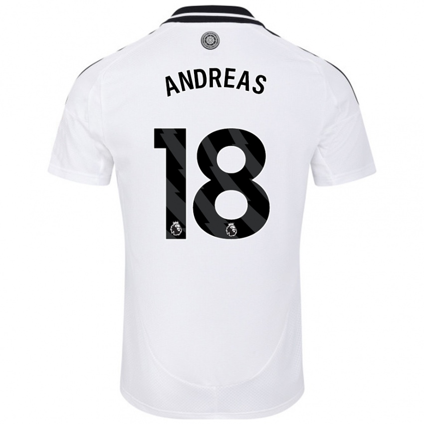 Kinder Andreas Pereira #18 Weiß Heimtrikot Trikot 2024/25 T-Shirt