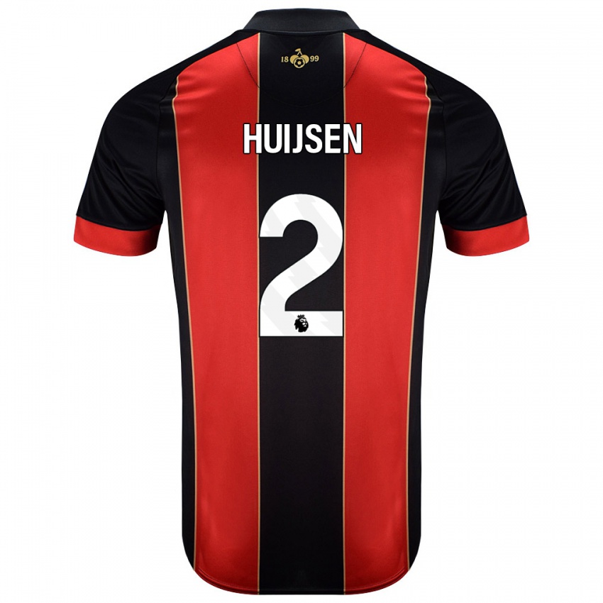 Kinder Dean Huijsen #2 Rot Schwarz Heimtrikot Trikot 2024/25 T-Shirt