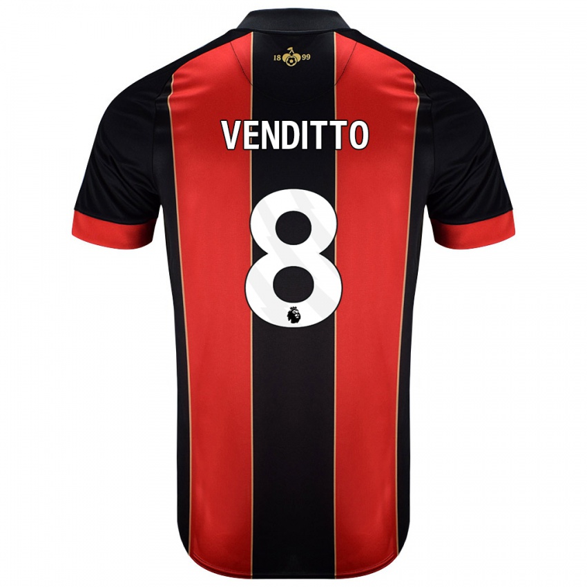 Kinder Olivia Venditto #8 Rot Schwarz Heimtrikot Trikot 2024/25 T-Shirt