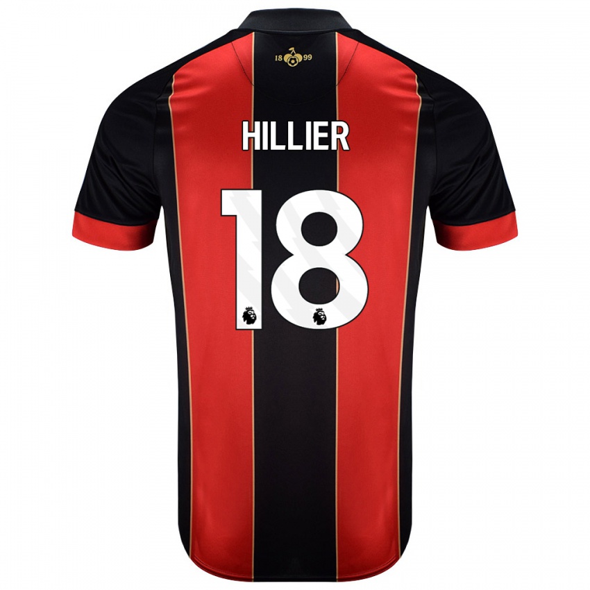 Kinder Gemma Hillier #18 Rot Schwarz Heimtrikot Trikot 2024/25 T-Shirt